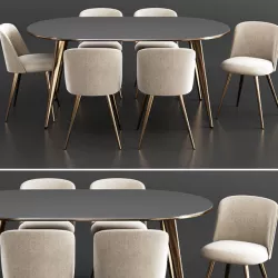 West Elm Dinning Set 10 3D model