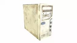 White retro computer system block case Low-poly 3D model
