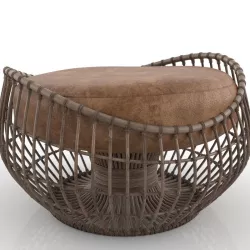 WICKER chair and leather seat 3D model