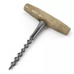Wooden Handle Corkscrew Low-poly 3D model