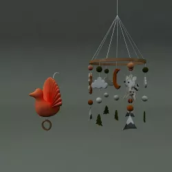 WOODLAND BOHO ANIMALS MOBILE 3D model