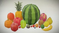 20 Fruits - Flat Shaded Low-poly 3D model