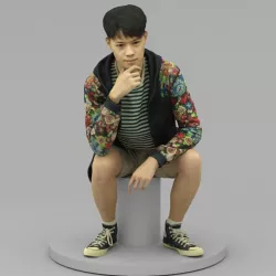 A Tall Young Man Pose Sitting Down 3D model