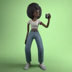 Afro Girl Low-poly 3D model
