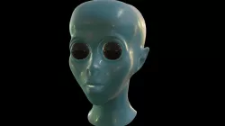Alien head with basic materials 3D model