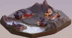 Asian Style Village Low Poly Asset Low-poly 3D model