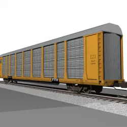 Autorack Train Car - BNSF Gold 3D model