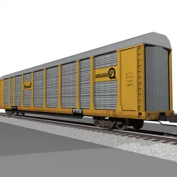 Autorack Train Car - Conrail Gold 3D model