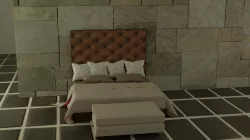 Bed and Bed pouf 3D model