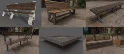 bench 6 pack  Low-poly 3D model