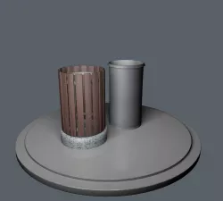 Bundle of 3 Trash Bins - with separate baskets with 6k textures Low-poly 3D model