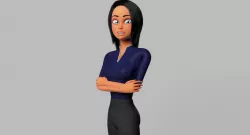 Business Woman Cartoon Rigged Low-poly 3D model