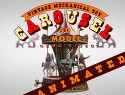 Carousel Vintage Mechanical Toy Low-poly 3D model