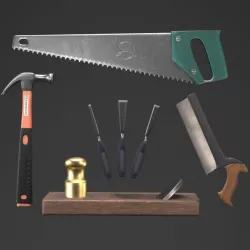 Carpentry tools With a fancy bloody fancy texture for the game 3D model