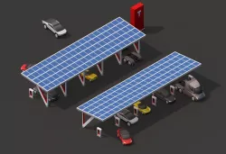Cartoon Low Poly Tesla Charger Station Cars Pack Low-poly 3D model