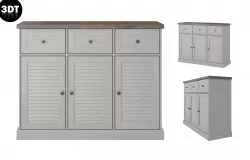 Commode 3D model in colonial style in oak wood Low-poly 3D model