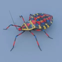 Coreid Bug Nymphs Low-poly 3D model