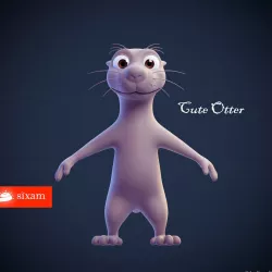 Cute Otter Cartoon FullBody 3D model