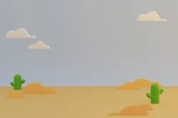 Desert Nature Cartoon Scene in morning sunny day Low-poly 3D model