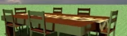 Dinning table with cheetah print cloth 3D model