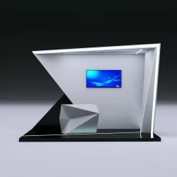 Futuristic Booth with deconstructed counter 3D model