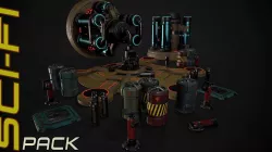  Game sci-fi asset pack Low-poly 3D model