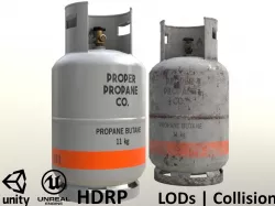 Gas Cylinder 11 kg Gray - Clean and Dirty Low-poly 3D model