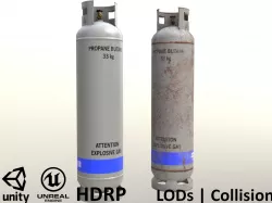 Gas Cylinder 33 kg Gray - Clean and Dirty Low-poly 3D model