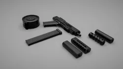Generic semi-automatic gun Low-poly 3D model