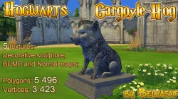 Hogwarts Stone Hog - gargoyle - 3d Sculpture 3D model Low-poly 3D model
