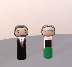 Kokeshi Japanese dolls Var1  models 1 and 2 Low-poly 3D model