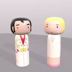 Kokeshi Japanese dolls Var1 models 11 and 12 Low-poly 3D model