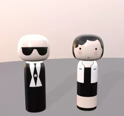 Kokeshi Japanese dolls Var1 models 3 and 4  Low-poly 3D model