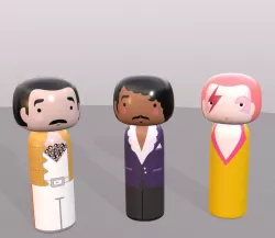 Kokeshi Japanese dolls Var1 models 8 and 9 and 10 Low-poly 3D model