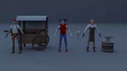 Low poly asset characters 3D model