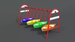 Low Poly Cartoon Luna Park Boats Low-poly 3D model