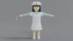 Low Poly Cartoon Nurse Low-poly 3D model