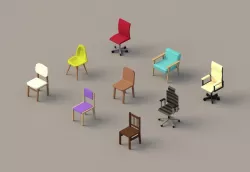Low poly chairs pack - Office and more Low-poly 3D model