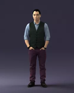 Man in a shirt and vest 0203 3D model