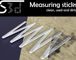 Measuring sticks clean used dirty Low-poly 3D model