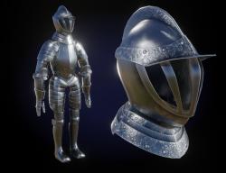 3D model Female Knight Body Armor Set LowPoly VR / AR / low-poly