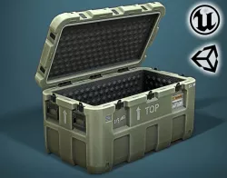 Military loot chest box with cover lid - 3D VR  AR  game ready  Low-poly 3D model