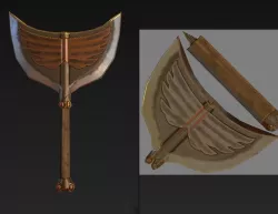 One hand double sided egyptian axe Low-poly 3D model