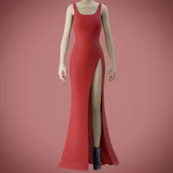 red gown with high slit Low-poly 3D model