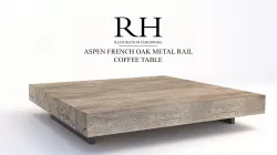 Restoration Hardware Aspen French Oak Metal Rail Coffee Table 3D model