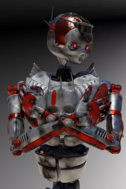 Robot Low Poly textured rigged 3D model