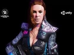 Sci-Fi Cyberpunk Action Girl Adrestia - Rigged Low-poly 3D model