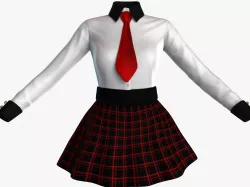 Scool Girl costume Low-poly 3D model
