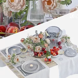 Serving with peonies 3D model