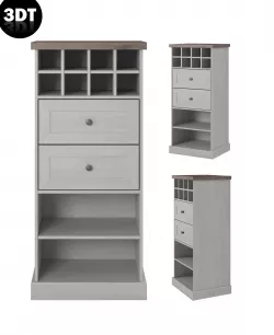 Shelf 3D model in colonial style in oak wood Low-poly 3D model